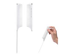 Jurrissa Peignes à queue de rat pour se séparer, peigne à queue de rat rétractable portable, peignes de séparation pour coiffeur, peigne à dents fines en acier inoxydable, facile à transporter (1