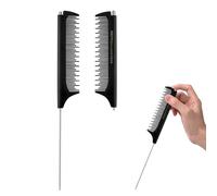 Jurrissa Peignes à queue de rat pour se séparer, peigne à queue de rat rétractable portable, peignes de séparation pour coiffeur, peigne à dents fines en acier inoxydable, facile à transporter (1