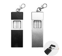 Jurxy 2PCS Cendrier de poche portable en aluminium Cendrier d'extérieur en métal avec porte-clés Cendrier coupe-vent avec couvercle et mousqueton Porte-cendres détachable pour fumeurs - Noir et argent