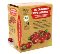 Jus de canneberge bio, 3 L - 100% pur jus du Canada, embouteillé en Allemagne, sans sucre ajouté (loi), contient naturellement du sucre.