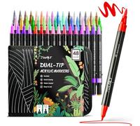 JusArt 48 Feutre Acrylique Peinture, Paint Marker pour Bois, Toile, Verre, Céramique - Tooli-Art avec Sac