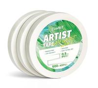 JusArt Lot de 3 rouleaux de ruban adhésif pour artistes pour papier aquarelle, 1,27 cm de large, 183 m de long, ruban blanc pour essais de dessin, peinture grand format, sans acide, faible adhérence