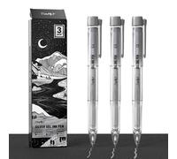 JusArt Lot de 3 stylos argentés à pointe assortie de 0,4 mm, 0,5 mm et 1,0 mm, stylos à encre gel opaques pour papier noir, dessin, journal et loisirs créatifs, stylos à dessin idéaux pour artistes et