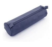 Trousse Ronde en cuir véritable Diam 60mm x 210 mm Bleu Foncé Bleu