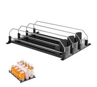 JUSHAX Rangement Canette Frigo Organisateur, Rangement Canette Frigo Organisateur, Range Canette Frigo Pour, Barre Double Noire, Curseur Réglable, Ensemble De Trois Rangées, 38 * 25 * 8 Cm