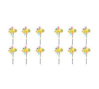 Jushenpoer 12 Pièces Séries Abeille Vent Spinners Moulins à Vent 3D Animaux Moulins à Vent Jardin Piquets Ornements pour Pelouse Cour Patio Fête Décor