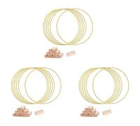 Jushenpoer 18 Pièces 12 Pouces Grand Centre de Table en Forme de Cerceau Floral en Métal pour Table, Anneau de Couronne d'or avec 18 Supports en Bois PCS, Anneaux de Cerceau