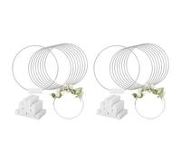Jushenpoer 20 PCS 25cm Métal Floral Hoop Centre de Table pour Table Support en Bois Couronne Macramé Argent Hoop Anneaux pour Bricolage Artisanat (Blanc)