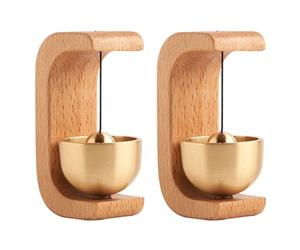 Jushenpoer 2024 Sonnette en Bois Carillons Éoliens Sonnette sans pour Sonnette de Porte D'Entrée de Maison Décoration Murale de Pièce Esthétique-A, 2 Pièces