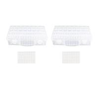 Jushenpoer 2X BoîTe de Rangement à 48 Compartiments Organisateur de Perles de Rocaille Transparent RéCipient Amovible avec Couvercle pour la Peinture au Diamant Petites Perles