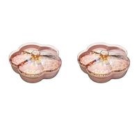 Jushenpoer 2X Boîte de Rangement pour Collations, Plateau de Collations en Forme de Fleur avec Couvercle, pour Aliments pour Bonbons Aux Noix, Boîte de Fruits Contenant des Fruits Secs, Rose