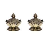 Jushenpoer 2X Cone de Fumee D'Encens, Support de Bruleur D', Rechaud D'Encensoir de Poele Decor-Bronze