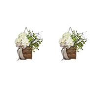 Jushenpoer 2X Couronne de Panier Suspendu de Porte de Fleurs Sauvages de Signe de Bienvenue de Le Jour de Pâques pour la Porte D'EntréE, DéCor à