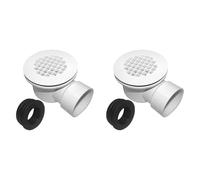 Jushenpoer 2X Drain de Base de Douche à Profil Bas avec CréPine PerforéE Sortie LatéRale Drain de Douche Sortie LatéRale Ensemble de Vidange