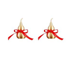 Jushenpoer 2X Feng Shui Decor-Brass WU Lou Gourde avec Rouge Luck Strip pour Une DéCoration Parfaite de, de la Table, de la BibliothèQue, des Artefacts en Laiton Complets B
