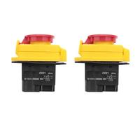 Jushenpoer 2X Interrupteur D'ArrêT de DéMarrage 250V 16A IP54 Interrupteur de DéClenchement Sans Volt avec Bouton-Poussoir D'ArrêT D'Urgence Interrupteur Marche-ArrêT ÉLectromagnéTique
