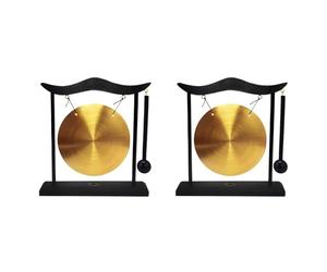 Jushenpoer 2X Mini Bureau Gong Table Carillon à Vent Instrument de Percussion Cymbales Gongs avec Maillet pour la DéCoration IntéRieure Cadeau de Pendaison de CréMaillèRe-A