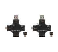 Jushenpoer 2X MultimèTre NuméRique LCD à Écran Couleur de Testeur USB de Type C 2 en 1, DéTecteur de VoltmèTre AmpèRe de VoltmèTre de Courant de Tension USB C