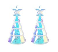 Jushenpoer 2X Ornement de Noël, Figurine d'arbre de Noël Colorée Alimentée par USB avec Étoile, Pièce Maîtresse de Table Faite à la Main pour Noël