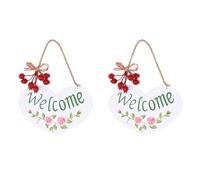 Jushenpoer 2X Plaque Suspendue de Porte ModèLe de Bienvenue DéCor Mural à en Bois Suspendu Panneau de Bienvenue Plaque de Bienvenue