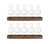 Jushenpoer 2X Station de Propagation de Terrarium VéGéTal, Vase à Bulbes en Verre avec Plateau en Bois, Vases à Bourgeons Modernes pour Salon et Bureau