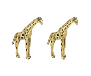 Jushenpoer 2X Statue de Girafe en Laiton, Ornement de Bureau, Figurines d'animaux Vintage, Décorations Miniatures, Artisanat, Décoration de Maison