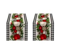Jushenpoer 2X Table de Noël Noir et Blanc à Carreaux Décoration de Noël Décoration de Maison de Vacances Décoration de Cuisine