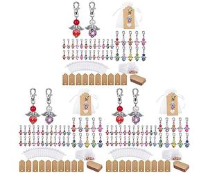 Jushenpoer 3Ensemble Pendentif Gardien, Angle avec Pendentif étoile, Porte-Clés, Cadeaux D'Invités Chanceux, Mariage, Filles, Gardien avec Sac en Organza