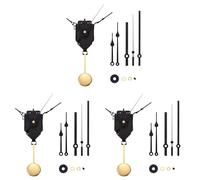 Jushenpoer 3X MéCanisme de Mouvement D'Horloge à Pendule Bricolage avec 3 Paires de Mains DifféRentes Kit D'Horloge Murale à Arbre de RéParation de Quartz PièCes de Remplacement