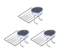 Jushenpoer 3X Porte-éponge Porte-Savon en Acier Inoxydable à Aspiration sous Vide Super Puissant avec Verrouillage de la Salle de Bain et Accessoire de Cuisine (Porte-Savon)
