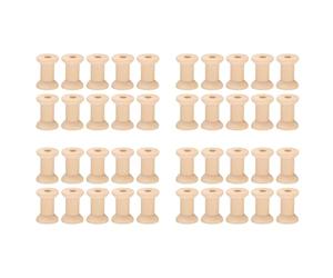 Jushenpoer 40pcs Bobine de Vide en Bois Couleur 29mm X23mm