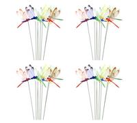 Jushenpoer 48 PièCes SéRies Libellule Artificielle Papillons Décoration de Jardin Simulation ExtéRieure Libellule Piquets Cour Plante Pelouse Décor Bâton