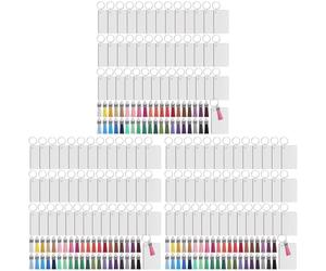 Jushenpoer 480 Pièces Séries Sublimation Porte-Clés Ébauches Ensemble Porte-Clés Sublimation Ébauches Transfert de Chaleur Porte-Clés Glands MDF Blanc-Rectangle