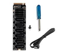 Jushenpoer 4X Carte de PCI-E M.2 MKEY M.2 NVME vers SATA3.0 PCIE vers SATA Carte D'Extension 6Gpbsx6 Ports ASM1166 Prise en Charge de La Fonction PM