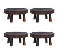 Jushenpoer 4X Rustique DéCoratif Rond en Bois PiéDestal Pot de Plante Riser Support de Plante en Pot ÉTagèRe de Plante pour IntéRieur ExtéRieur DéCor à A