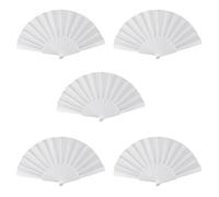 Jushenpoer 5X Eventail Pliable A Main Tissu en Plastique pour Dames Blanc