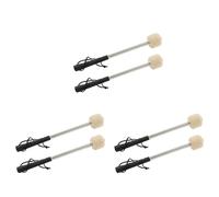Jushenpoer 6 Maillets de Tambour en Acier Basse de 12,5 Pouces, de Tambour en Feutre de Laine avec Poignée en Acier Inoxydable, Maillets de Tambour en Laine Antidérapants