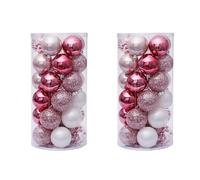 Jushenpoer 60 Pièces D'Ornements de Boule d'arbre de Noël Ensemble Boules de Décor Incassables Boules Suspendues Exquises Ensemble pour la Fête de Vacances - Rose