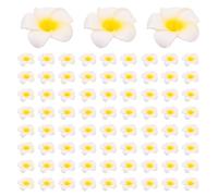 Jushenpoer 600 Pièces Séries Mousse Blanche Frangipanier Hawaïen Artificiel Plumeria Fleur Pétales Casquette Chapeau de Cheveux Couronne Bricolage Décoration de Mariage 5 cm