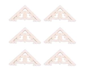 Jushenpoer 6pièces 8 X 8Cm Bois Sculpté Coin Incrustation Appliques DéCor Meubles Artisanat Non Peint