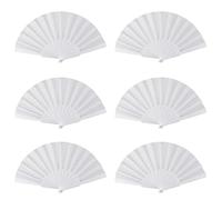 Jushenpoer 6X Eventail Pliable A Main Tissu en Plastique pour Dames Blanc