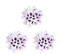 Jushenpoer 72Pcs Fleurs de Lis Calla Artificielles pour Les Centres de Bricolage Bouquet de Mariage Nuptiale Décor à (Violet en Blanc)