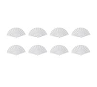 Jushenpoer 8X Eventail Pliable A Main Tissu en Plastique pour Dames Blanc