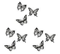 Jushenpoer 9 PièCes Papillon MéTal DéCoration Murale Noir Papillon MéTal Tenture Murale DéCor Ferme Rustique Maison Bureau Chambre DéCor