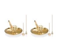 Jushenpoer BrûLeur 8 PièCes, Porte-Encens pour Bâtons D'Encens/Bobine D'Encens/CôNes D'Encens, Attrape-Cendres en Laiton pour Salle de MéDitation et de Yoga