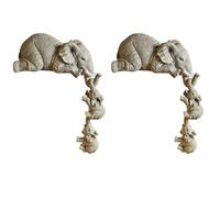 Jushenpoer Décorations en Résine D'éléphant 6 Pièces, 2 Mère éléphant et 4 Bébés Suspendus AU Bord de Statues Artisanales