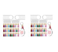 Jushenpoer Kit Transparent 240 Pièces pour Porte-CléS en Cercle Acrylique pour Projet de Vinyle, Y Compris Les ÉBauches de Disque Acrylique, Glands, Doré