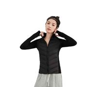 JUSHZ Hiver Doudoune Femme Duvet Manteau Court Veste Chauffante Courte Légère L'extérieur Le Camping Ski Équitation Hauts De Sport Poids Léger Fermeture éclair (XL,Black)