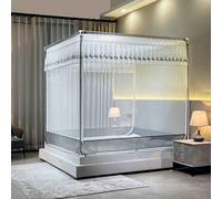 JUSHZ Moustiquaire De Lit Mousticaire Moustiquaires Lit Double De Lit Simple avec Cadre 2 Places 1 Place Carré été avec Fond Fermeture éclair (200x220cm,Gray)