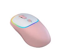 JUSHZ Souris sans Fil Ergonomique Gamer Bluetooth Silencieuse Gaming Photoélectrique Rechargeable De Type C 2,4 GHz Rouleau à Quatre Voies Effet De Lumière De Cycle Coloré (112x67x34mm,Pink)